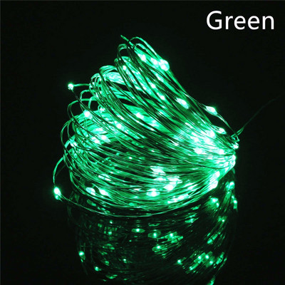 LED gaismas 5M 50LEDs 10M 100LEDs 5V USB LED stīgu gaisma Fairy Christmas Sudraba stieples kāzu vītnes gaismas