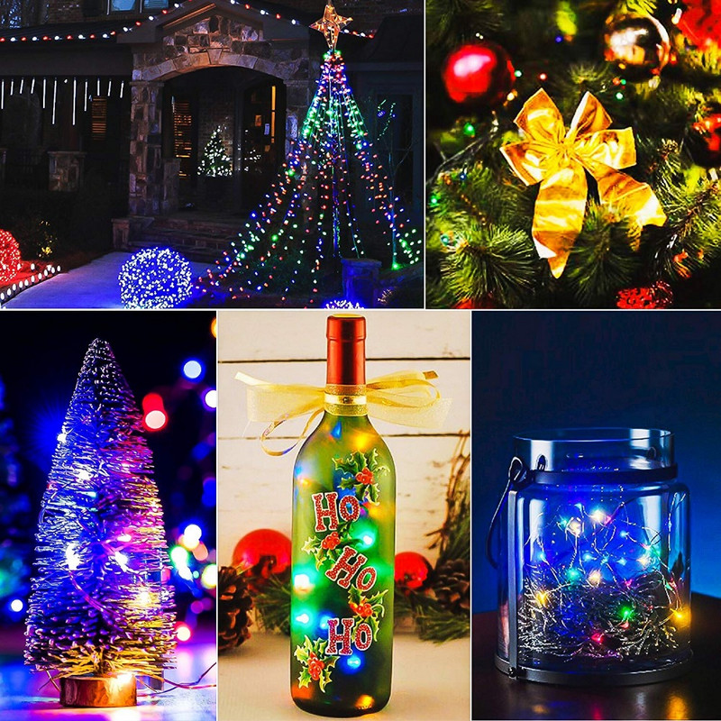 LED gaismas 5M 50LEDs 10M 100LEDs 5V USB LED stīgu gaisma Fairy Christmas Sudraba stieples kāzu vītnes gaismas