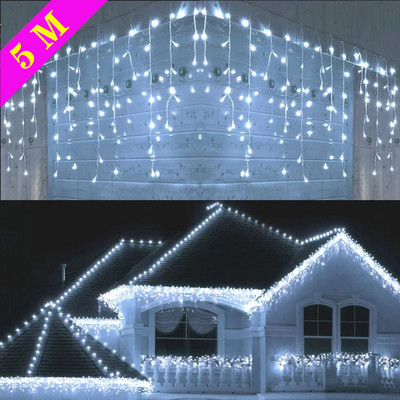 Lumini de Crăciun Cascada Decorație în aer liber 5M Drop 0.4-0.6m Lumini LED Cortina Cortina lumini Petrecere Grădină streași Decorare