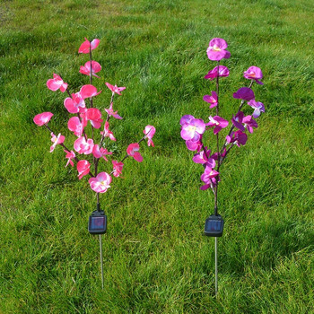 RGB Phalaenopsis Flower Външно слънчево осветление за градина и зеленчуков пластир Водоустойчиви тревни лампи Улични коледни декорации