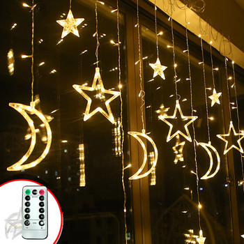 3,5M 110V 220V LED Star Moon Christmas String Fairy Lights Garland Εξωτερικό σπίτι για διακοσμήσεις γάμου/πάρτυ/κουρτίνα/Ραμαζάνι