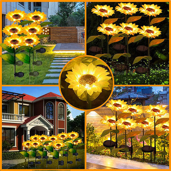 2023 Νέο Creative Solar Sunflower Light Αδιάβροχο 20LED Yard Pathway Λαμπτήρες γκαζόν τοπίου Διακόσμηση κήπου Φωτισμός εξωτερικού χώρου