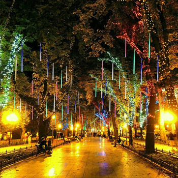 30 см 8 тръби LED метеорен дъжд Светлина Festoon Led светлина Уличен гирлянд Приказни светлини Външна светлина Рамадан Сватбена украса