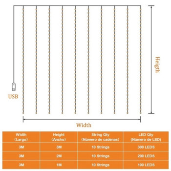 3M USB νεράιδα φωτάκια κορδόνια χριστουγεννιάτικα στολίδια διακόσμηση γάμου κήπου διακόσμηση κρεβατοκάμαρας νεράιδα φωτάκια κουρτίνα