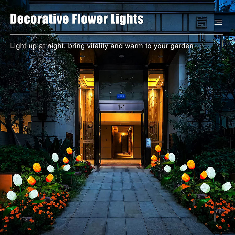 Saules tulpju dārza gaismas āra IP65 ūdensnecaurlaidīgi ziedi zāliena lampas celiņam dārzeņu dārza iekšpagalma kāzu dekorēšanai