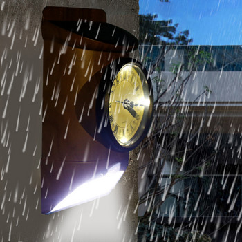 2 бр. Слънчев часовник за монтиране на стена Хигрометър Термометър Сензор Светлинна лампа Автоматично разпознаване на светлина за външна градина