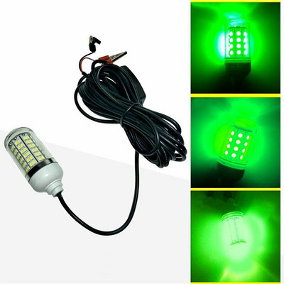 15W 108LED зелена потопяема лампа за нощен риболов Лодка с дълбоки падащи подводни светлини за привличане на риба LED риболовни принадлежности 12V