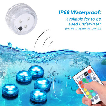 10 опаковки LED потопяеми светлини Подводна лампа с батерии Дистанционно управление Светлини за плувен басейн за ваза Fishtank Сватба