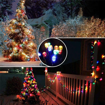 100/ 200 LED Solar Power String Fairy Lights Αδιάβροχο υπαίθριο κήπο Garland Solar Lamp Χριστουγεννιάτικο Φεστιβάλ Διακόσμηση φωτιστικών διακοπών