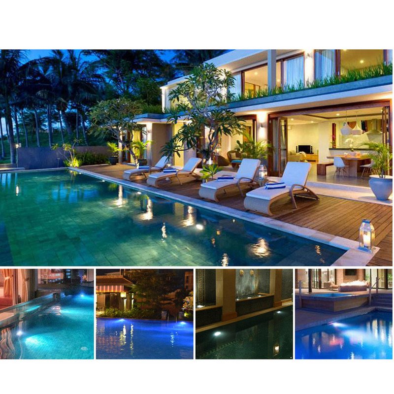 Maiņstrāvas/līdzstrāvas 12V 10W RGB LED zemūdens gaismas iegremdējamās lampas tālvadības pults 16 krāsas, kas mainās 4 apgaismojuma efekti IP65 ūdensizturīgs