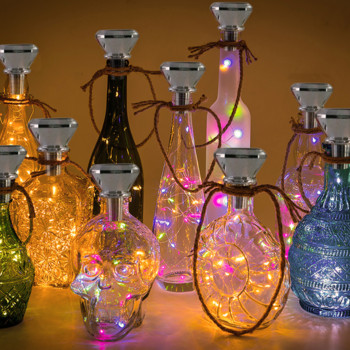 20 LEDs Solar Bottle Decor Lamp Bottle Wine Bottle Cork Light Light Fairy Garland Lights Diamond Χριστουγεννιάτικο Διακοσμητικό Φωτιστικό Γάμου 2M