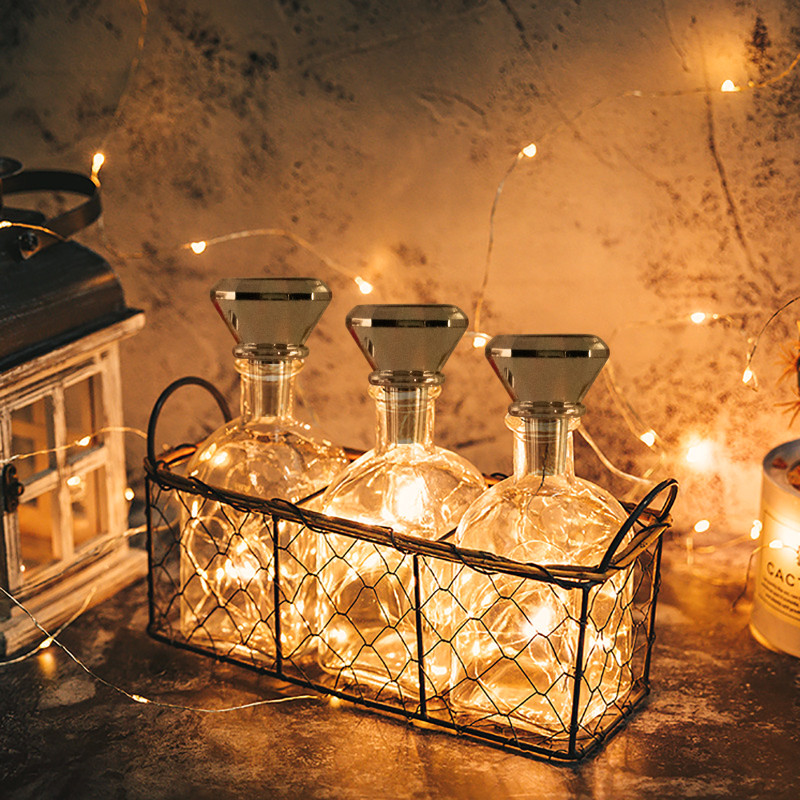 20 gaismas diodes Saules pudeles dekorēšanas lampa vīna pudele korķa stīga gaismas pasaku vītnes gaismas dimanta kāzu Ziemassvētku dekorācijas lampa 2M