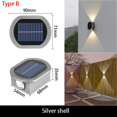 LED napelemes fali lámpa IP65 vízálló kültéri biztonsági LED világítás kerti kerítés dekor lámpához 3 év garanciával