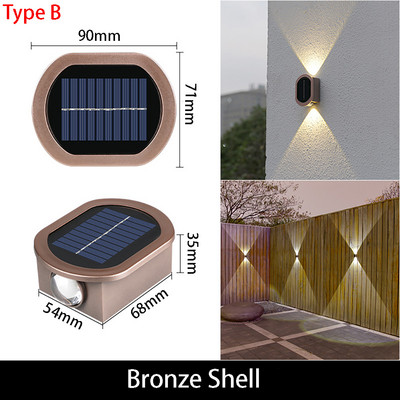 LED napelemes fali lámpa IP65 vízálló kültéri biztonsági LED világítás kerti kerítés dekor lámpához 3 év garanciával