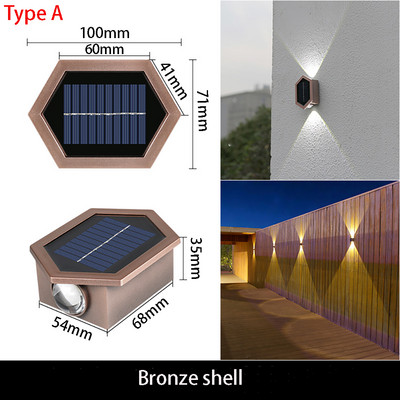 LED napelemes fali lámpa IP65 vízálló kültéri biztonsági LED világítás kerti kerítés dekor lámpához 3 év garanciával