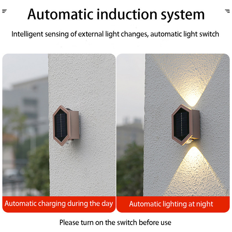 LED napelemes fali lámpa IP65 vízálló kültéri biztonsági LED világítás kerti kerítés dekor lámpához 3 év garanciával
