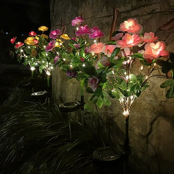 LED Solar Azalea Flowers Φωτιστικό κήπου Ορχιδέα Τριαντάφυλλο Φωτιστικό Αυλή μονοπάτι γκαζόν Φωτάκια γάμου διακοπών Διακοσμητικό φως σπιτιού