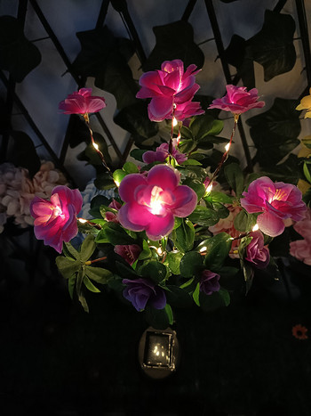 LED Solar Azalea Flowers Φωτιστικό κήπου Ορχιδέα Τριαντάφυλλο Φωτιστικό Αυλή μονοπάτι γκαζόν Φωτάκια γάμου διακοπών Διακοσμητικό φως σπιτιού
