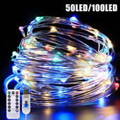100LED svjetiljke s daljinskim upravljačem Vodootporne USB vrtne vilinske svjetiljke Žice Božićne svatove Osvjetljenje kućnih ukrasa