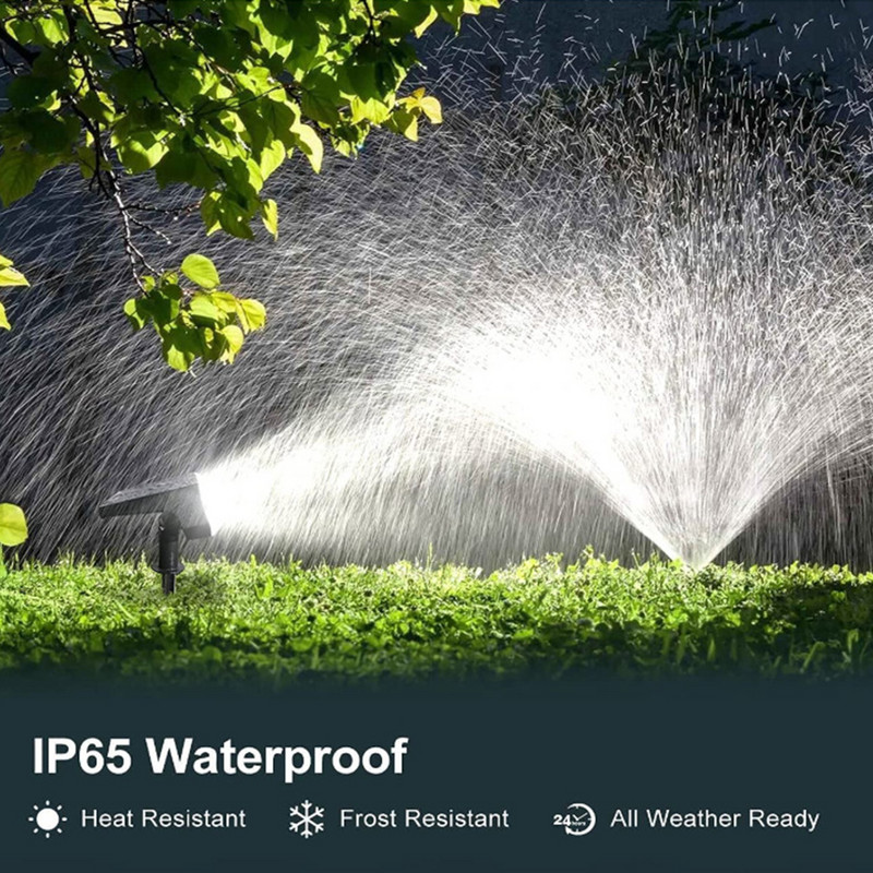 Pie sienas stiprināms saules dārza apgaismojums ar zemes stabu āra bezvadu ūdensnecaurlaidīgs 48 gaismas diožu prožektors ainavai pagalma iekšpagalma zālienam