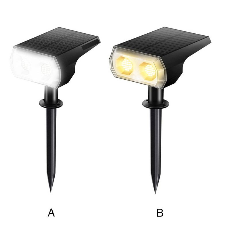 Pie sienas stiprināms saules dārza apgaismojums ar zemes stabu āra bezvadu ūdensnecaurlaidīgs 48 gaismas diožu prožektors ainavai pagalma iekšpagalma zālienam