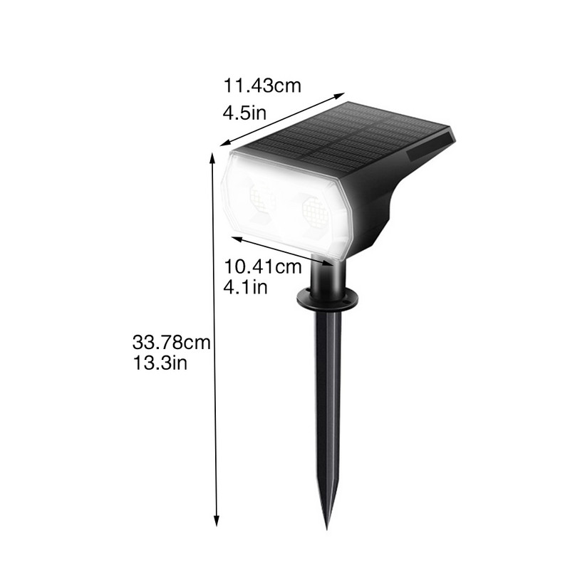 Pie sienas stiprināms saules dārza apgaismojums ar zemes stabu āra bezvadu ūdensnecaurlaidīgs 48 gaismas diožu prožektors ainavai pagalma iekšpagalma zālienam