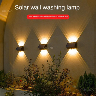NOVO Solarne zidne svjetiljke Vanjska vodootporna ulična dekoracija Zidna rasvjeta LED solarna dvosmjerna svjetiljka za trijem Vila Patio Garden
