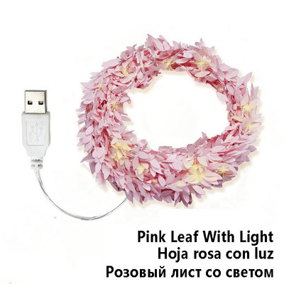 2M/3M/5M/10M stīgu gaiši zaļu lapu vītnes pasaku gaismas LED elastīgas vara mākslīgās lapu vīnogulāju gaismas Ziemassvētku kāzām