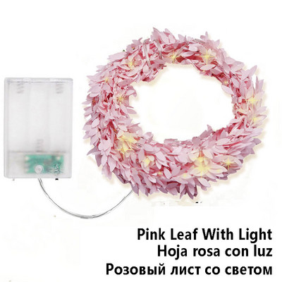 2M/3M/5M/10M stīgu gaiši zaļu lapu vītnes pasaku gaismas LED elastīgas vara mākslīgās lapu vīnogulāju gaismas Ziemassvētku kāzām