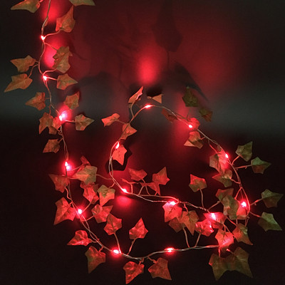 2M/ 20 LED Mākslīgie augi Virkne gaiši zaļa lapa efeja vīnogulājs feja gaismas stīga kļavas lapas lampas vītne DIY piekārts apgaismojums