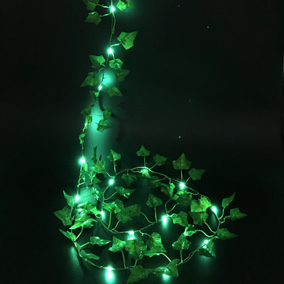 2M/ 20 LED Mākslīgie augi Virkne gaiši zaļa lapa efeja vīnogulājs feja gaismas stīga kļavas lapas lampas vītne DIY piekārts apgaismojums