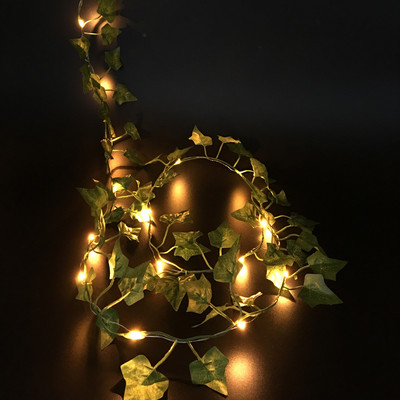 2M/ 20 LED Mākslīgie augi Virkne gaiši zaļa lapa efeja vīnogulājs feja gaismas stīga kļavas lapas lampas vītne DIY piekārts apgaismojums