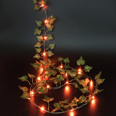 2M/ 20 LED Mākslīgie augi Virkne gaiši zaļa lapa efeja vīnogulājs feja gaismas stīga kļavas lapas lampas vītne DIY piekārts apgaismojums