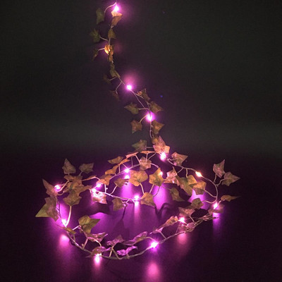 2M/ 20 LED Mākslīgie augi Virkne gaiši zaļa lapa efeja vīnogulājs feja gaismas stīga kļavas lapas lampas vītne DIY piekārts apgaismojums