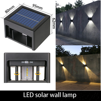 LED соларна стенна лампа литиева батерия 3.7V 1200mA IP65 водоустойчива външна лампа за ограда на двора с 3 години гаранция