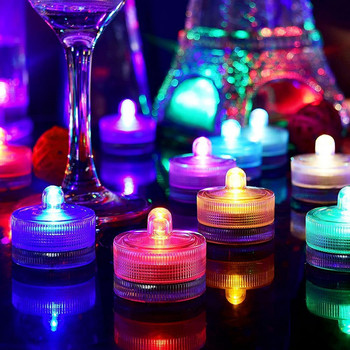 12 бр./лот потопяеми LED светлини Водоустойчиви подводни LED чаени светлини Свещи за сватбени фонтани Вази Аквариум