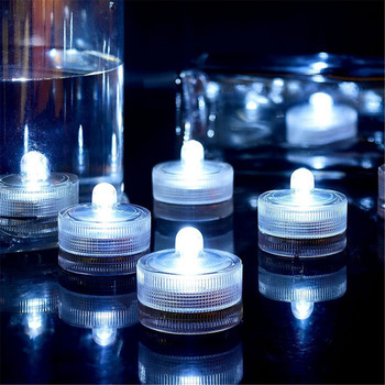 12 τμχ/παρτίδα Υποβρύχια φώτα LED Αδιάβροχα Υποβρύχια Φώτα τσαγιού LED Φώτα κεριών για Γάμο Βάζα Μπανιέρα Δεξαμενή ψαριών