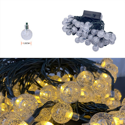 50LEDS 10M 5M krištolo rutulinė saulės lempa, galia vandeniui atspari LED styginė pasakų lemputės saulės girliandos sodo kalėdinis dekoras lauke