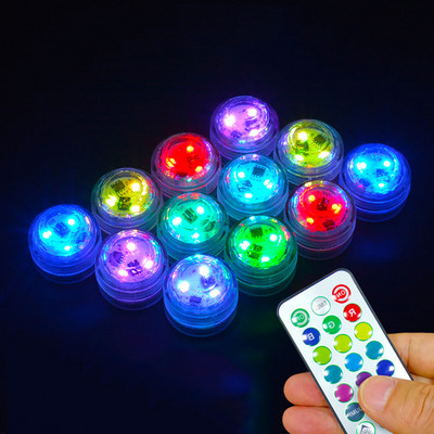 Vodotesné RGB ponorné LED podvodné svetlo s diaľkovým ovládaním, nočná lampa do bazéna, akvárium, záhradná dekorácia, váza, jazierko