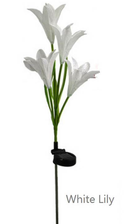 Napelemes LED-es gyeplámpa 4 LED-es mesterséges liliom viráglámpa kültéri kerthez/villához/parkhoz/utcához/gyári virágágyáshoz fehér/színes