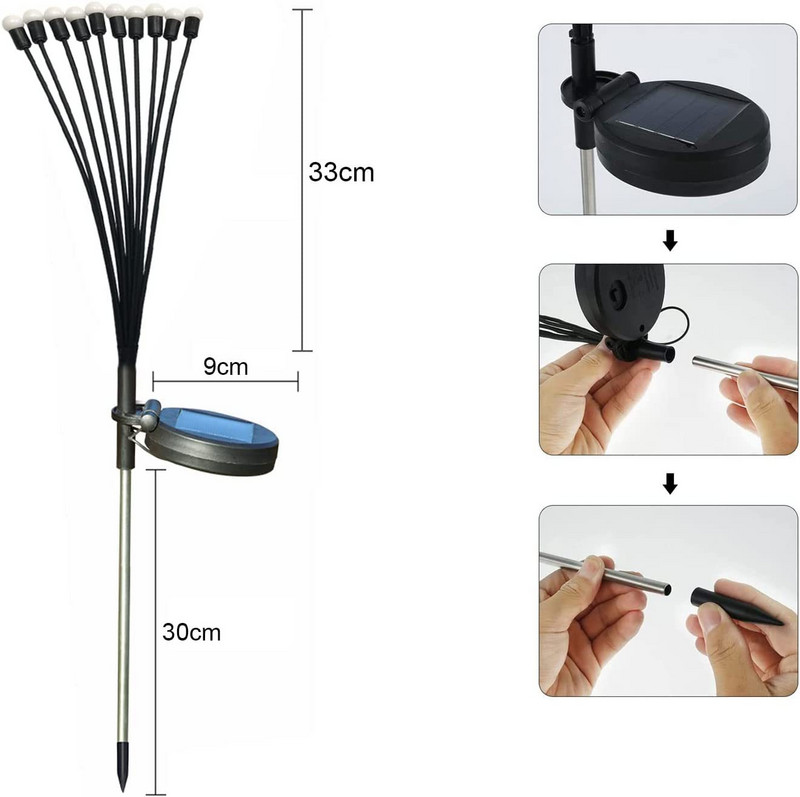 Solarne LED lampe za travnjak Vanjski vrt Dekoracija Pejzažna svjetla Vatromet Svjetlo za krijesnice Lampa za dekoraciju balkona na seoskoj kući