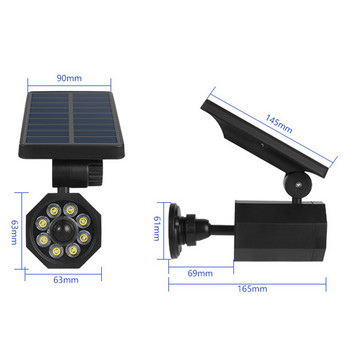 Εξοικονόμηση ενέργειας 360 μοιρών ηλιακός αισθητήρας κίνησης Προσομοίωση φωτός εξωτερικού χώρου Κάμερα ασφαλείας Ασύρματη ευρυγώνια οικιακή λάμπα ασφαλείας 8 LED