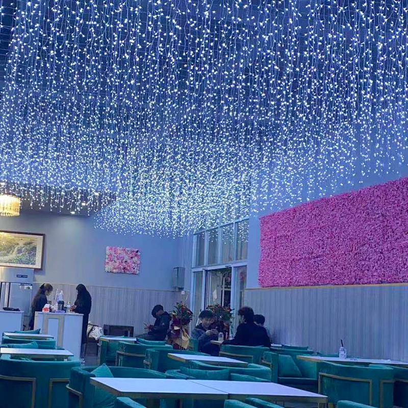 5M karácsonyi füzér LED függöny jégcsap lámpafüzér 0,4-0,6 m AC 220V Garden Street kültéri dekoratív ünnepi lámpa