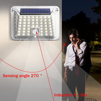 Сензор за слънчево движение Външно осветление 90 Led 3 режима на осветление 5-метров обхват Индукционни безжични водоустойчиви градински дворни охранителни лампи