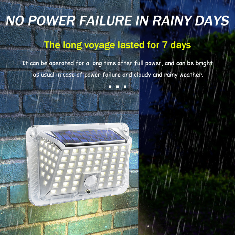 Saules kustības sensors āra apgaismojums 90 LED 3 apgaismojuma režīms 5 m diapazona indukcijas bezvadu ūdensnecaurlaidīgas dārza pagalma drošības lampas