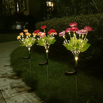 Соларна градинска лампа за морава Светлини Диво цвете Хризантема Пеперуда Светлина Заземяваща щепселна лампа Водоустойчива празнична декорация на двора