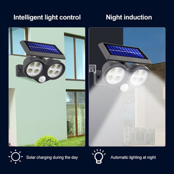 3 Λειτουργίες 48LED/54COB/64COB Ηλιακό φως τοίχου εξωτερικού χώρου Κήπος PIR Αισθητήρας κίνησης Φωτισμός δρόμου Αδιάβροχο ηλιακό φως με βύσμα γείωσης