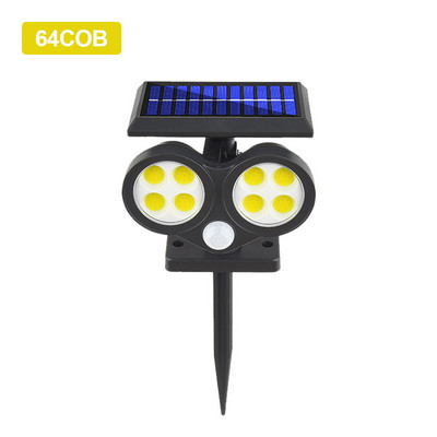 3 režīmi 48LED/54COB/64COB saules sienas gaisma āra dārza PIR kustības sensors ielas apgaismojums ūdensizturīgs saules gaisma ar zemējuma spraudni