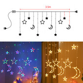 3,5 m-es LED tündérfüzér lámpa csillag hold lámpa ünnepi koszorús lámpa bárhoz Esküvői parti kerti ablak Lakberendezés