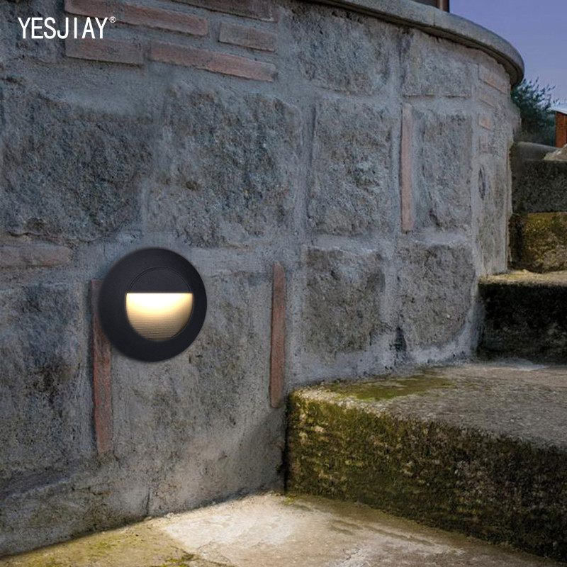 3W lauko LED laiptų apšvietimas apvalus sieninis šviestuvas vandeniui atsparus IP65 naktiniai žibintai išorinio kiemo apšvietimas laiptelių kopėčioms balkonui